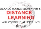Distance learning will continue until May 1st, 2020