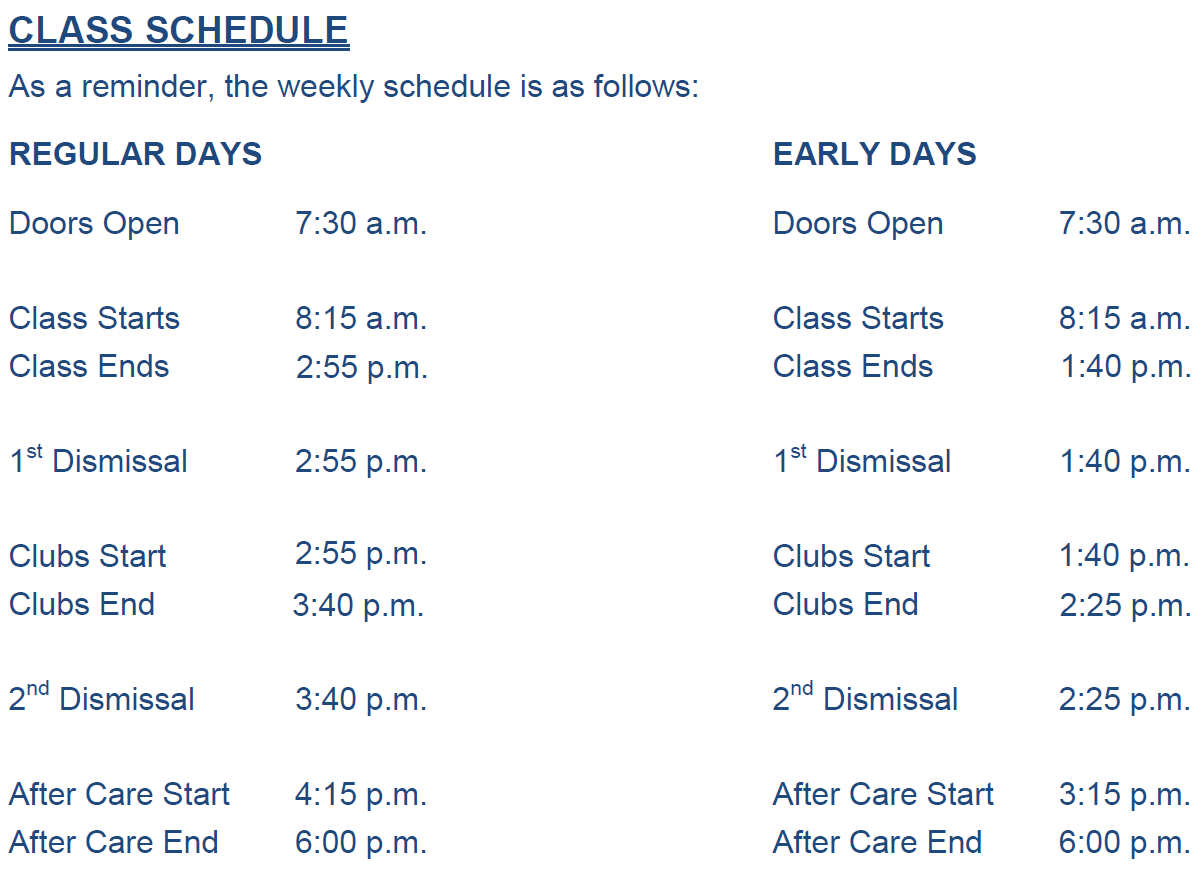 Orlando Science Elementary School Bell Schedule