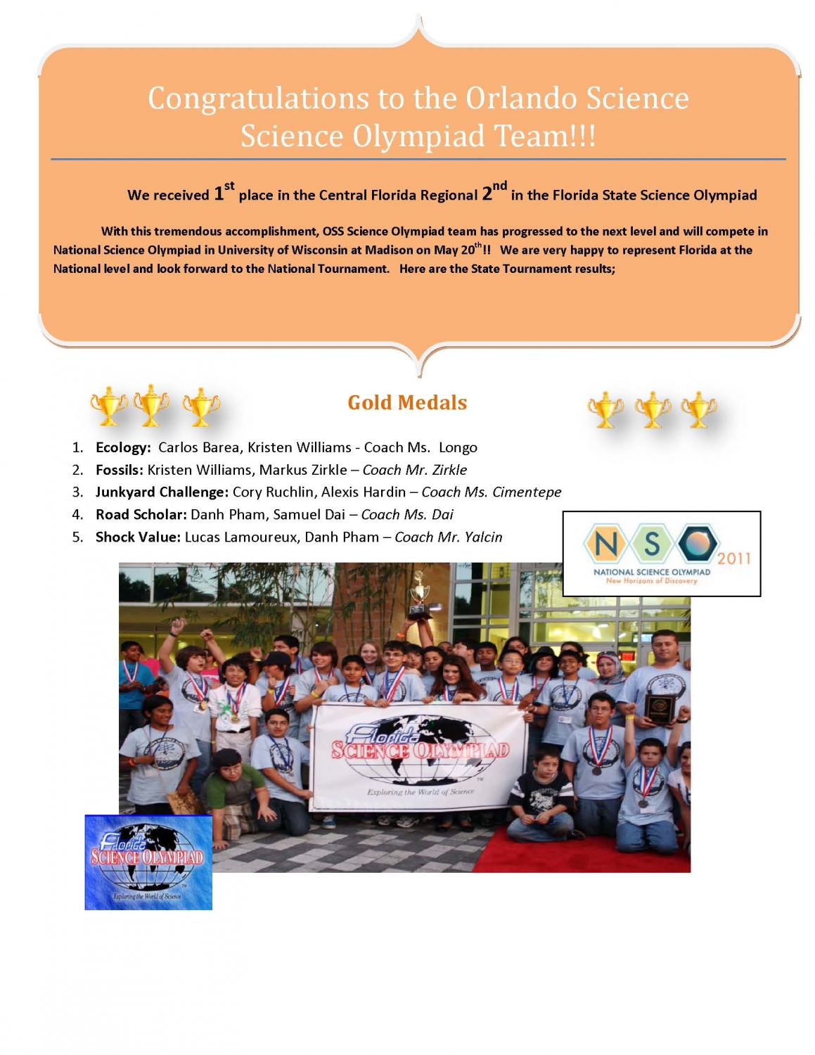 SCIENCE OLYMPIAD OSS Main Campus