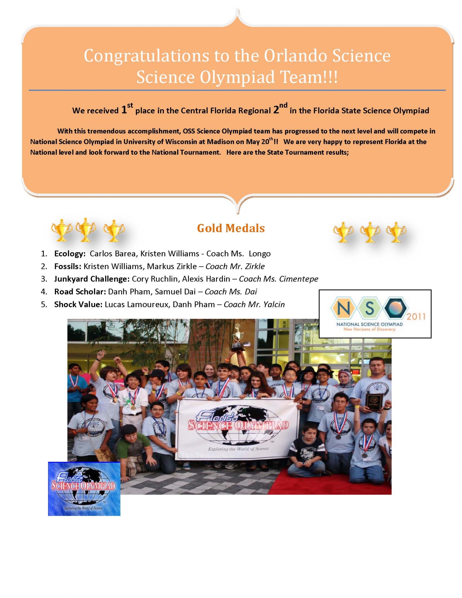 SCIENCE OLYMPIAD OSS Main Campus
